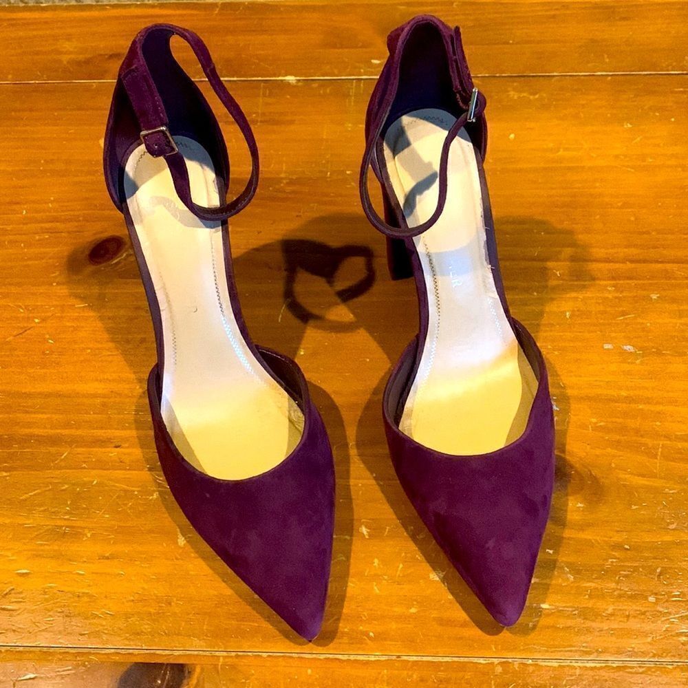 GIBSON & LATIMER ankle strap heels, velvet, great condition, some wear, 9.5M